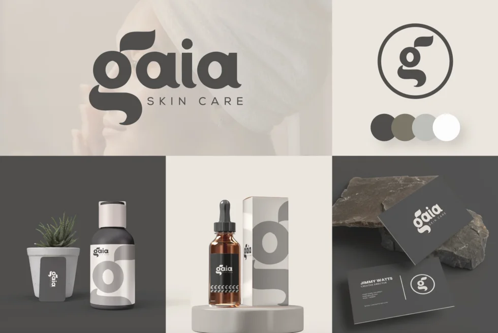 Collage of logo, product, website, and people representing brand experience